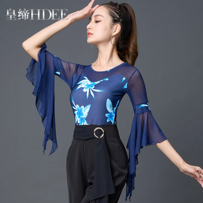 皇缔舞伊摩登舞上衣新款国标舞交谊舞服拉丁练功练习女成人舞蹈服