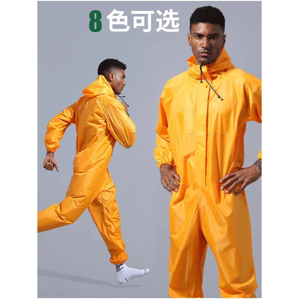 防尘防护服连体薄款防雨衣劳保服全身带帽喷漆通用户外工作服防水