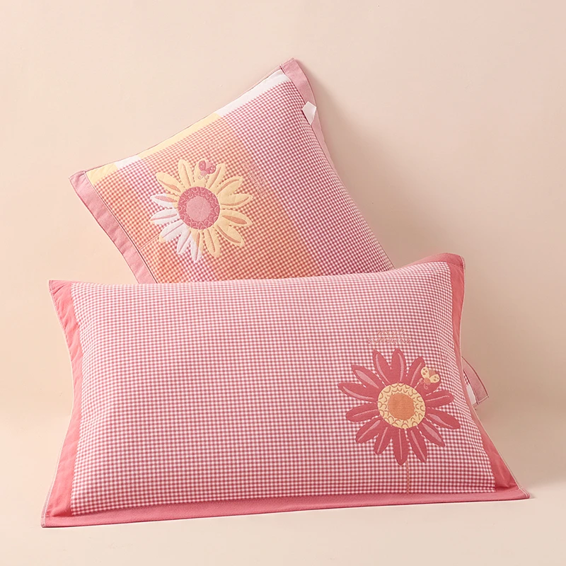 精品细纱枕巾一对装高档纯棉纱布大号四季全棉成人吸汗透气不掉毛