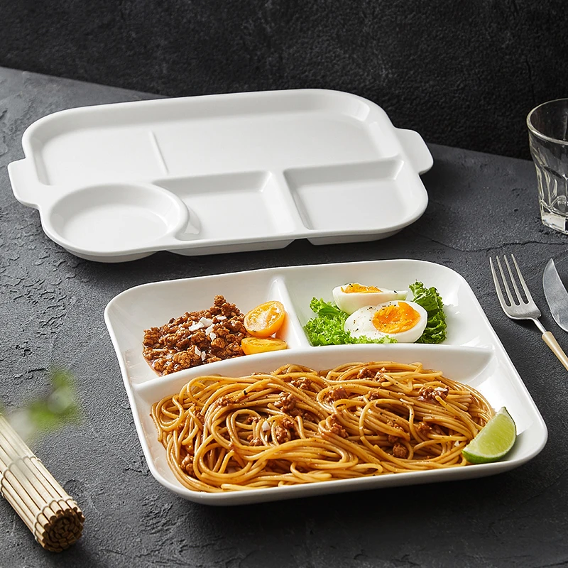 造器分格盘白色陶瓷家用仪式感早餐盘高颜值减脂餐盘创意点心盘子