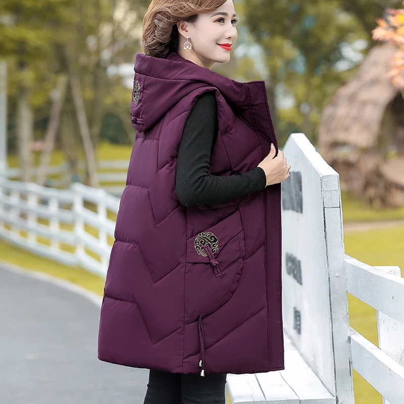 中老年女装秋冬妈妈款棉马甲加厚外穿加肥加大码200斤中长款背心