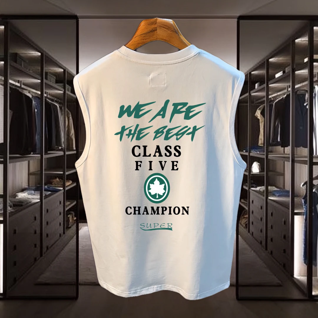 潮牌同款纯棉运动百搭无袖潮流ins外穿健身个性男士圆领背心