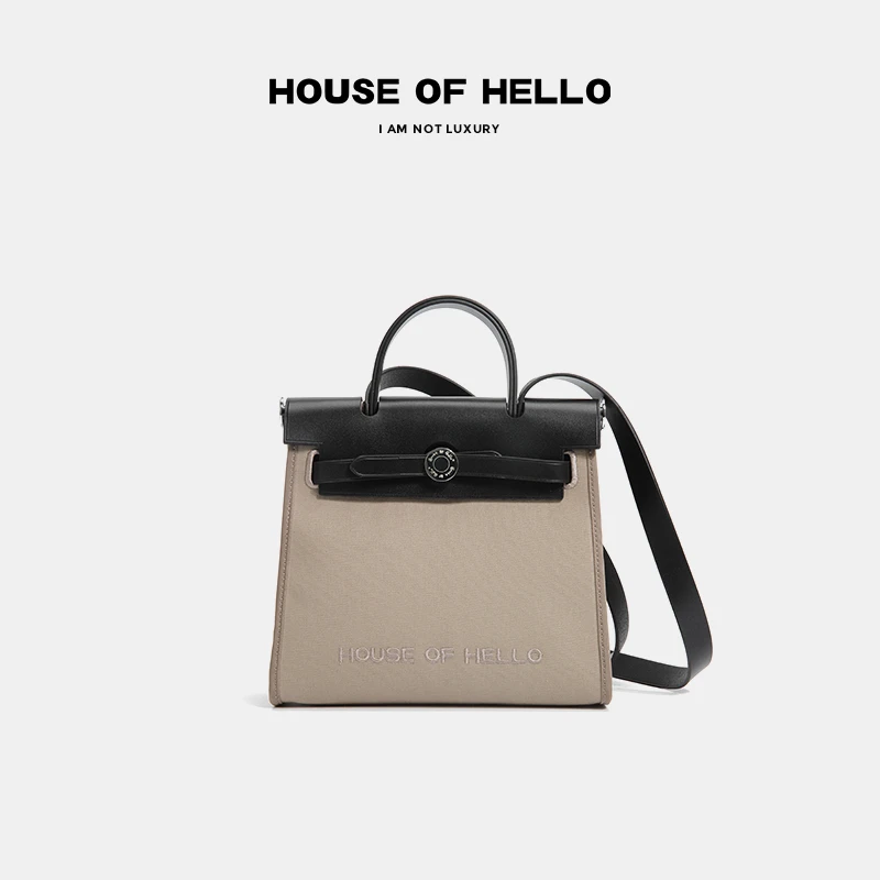 HOUSEOFHELLO轻奢时尚单肩腋下帆布包小众简约休闲包包百搭轻便
