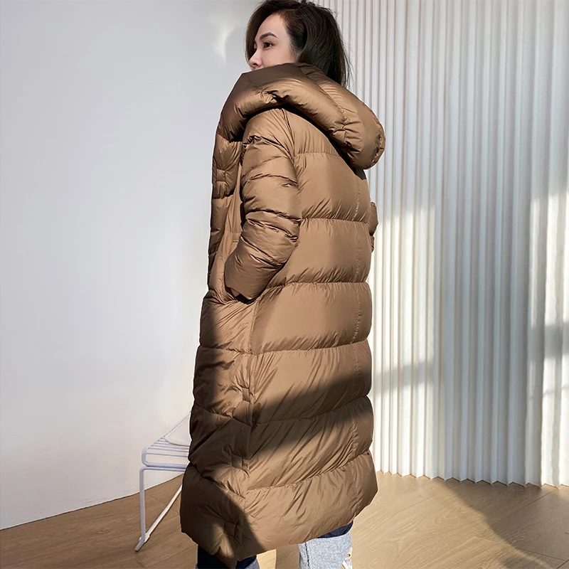 美洋MEIYANG暖洋洋鹅绒服时尚连帽加厚保暖中长款羽绒服户外保暖