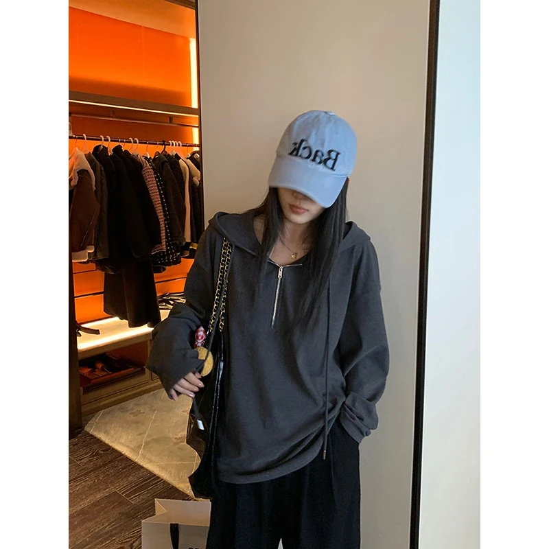孕妇小众美式连帽卫衣女爆款时尚洋气秋季薄款百搭宽松上衣设计感