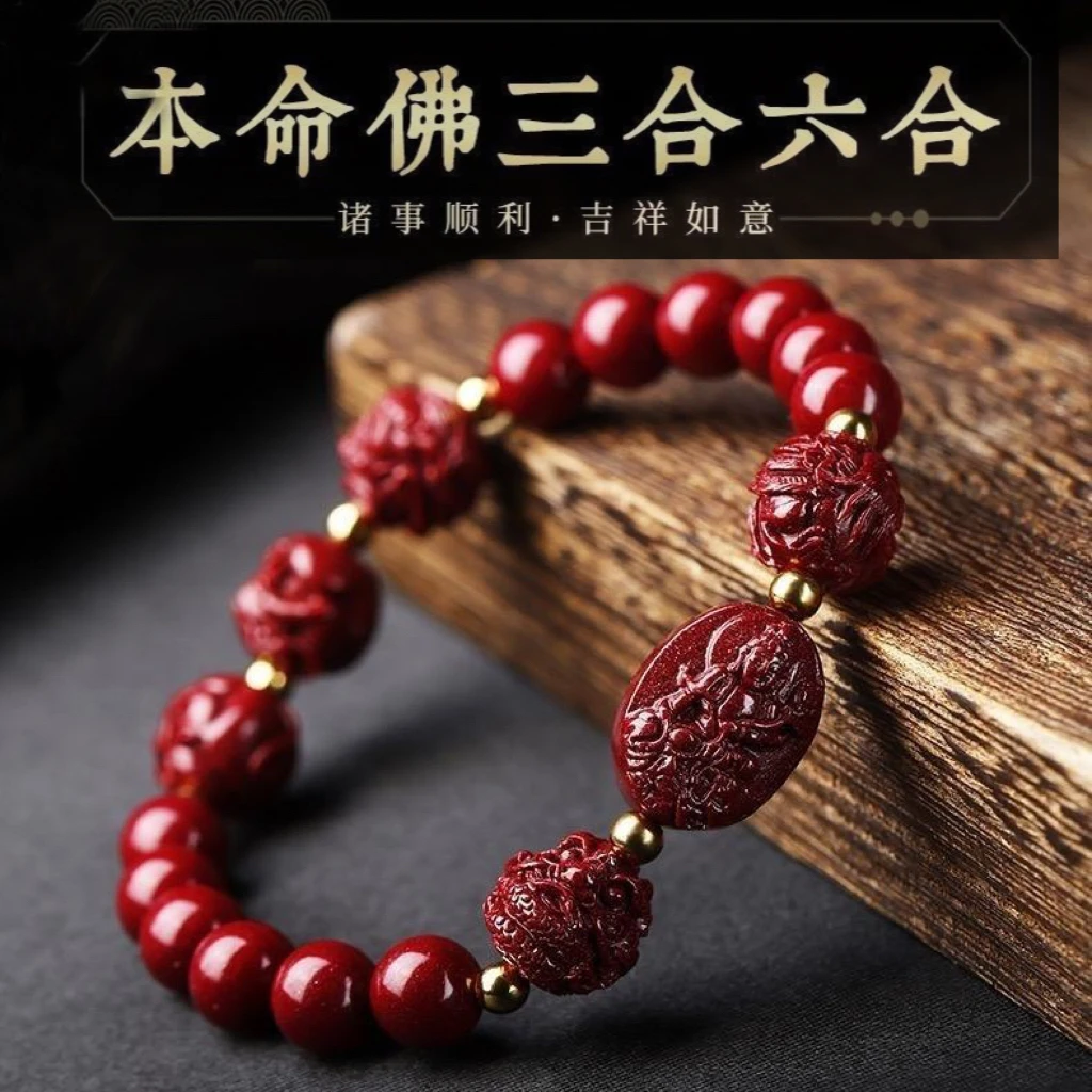 含辰砂工艺品朱砂三合六合本命佛手链手串紫金砂生肖男生本命年