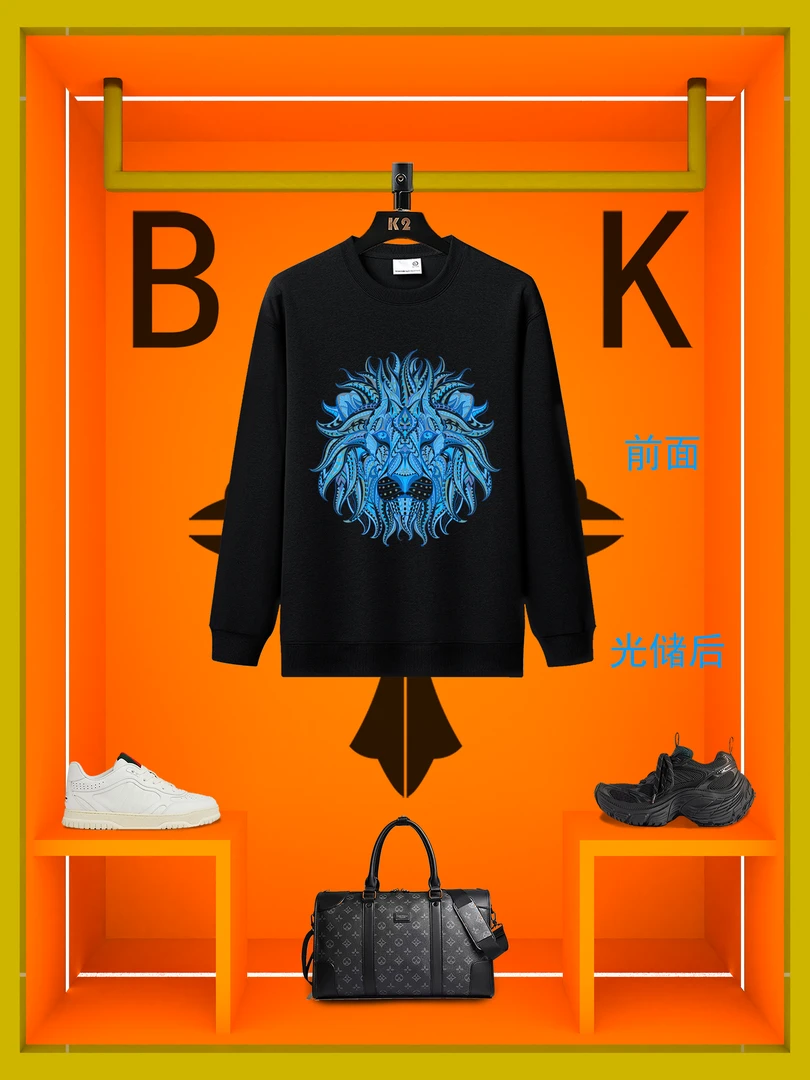 BFOFEOK【光变麒麟狮】秋季新款卫衣男女同款新品宽松潮流圆领上衣