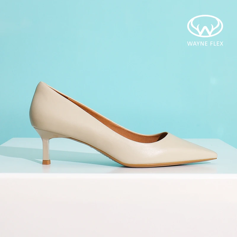 WAYNE FLEX新款女5cm气质小猫跟高跟浅口通勤舒适尖头单鞋2078