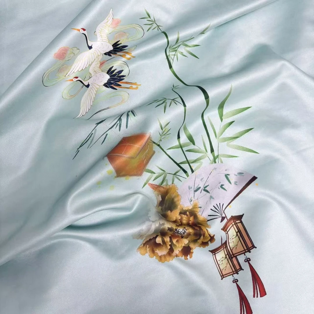 【雅竹仙鹤】国风新中式麂皮绒翻毛皮布料