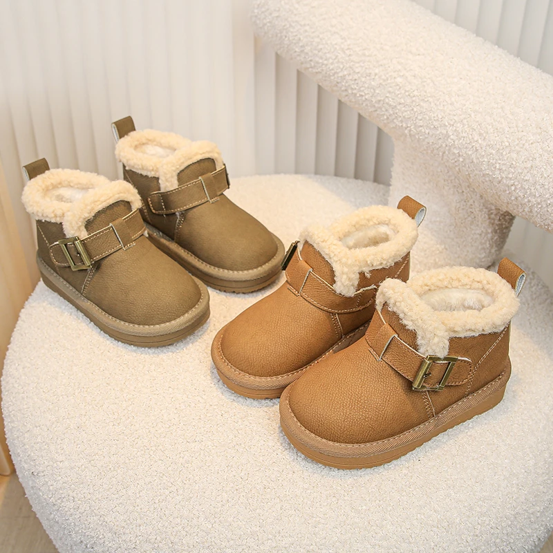 雪地靴冬季鞋加绒保暖加厚儿童棉皮靴软底童鞋秋冬棉鞋防水防滑鞋