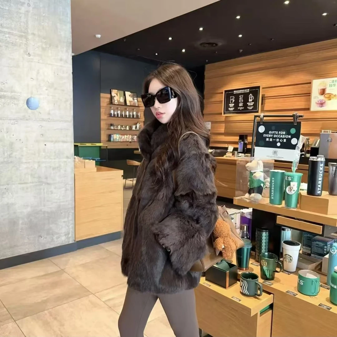 2024秋冬新款巴黎经典知性时尚高端大气小姐姐兔毛外套