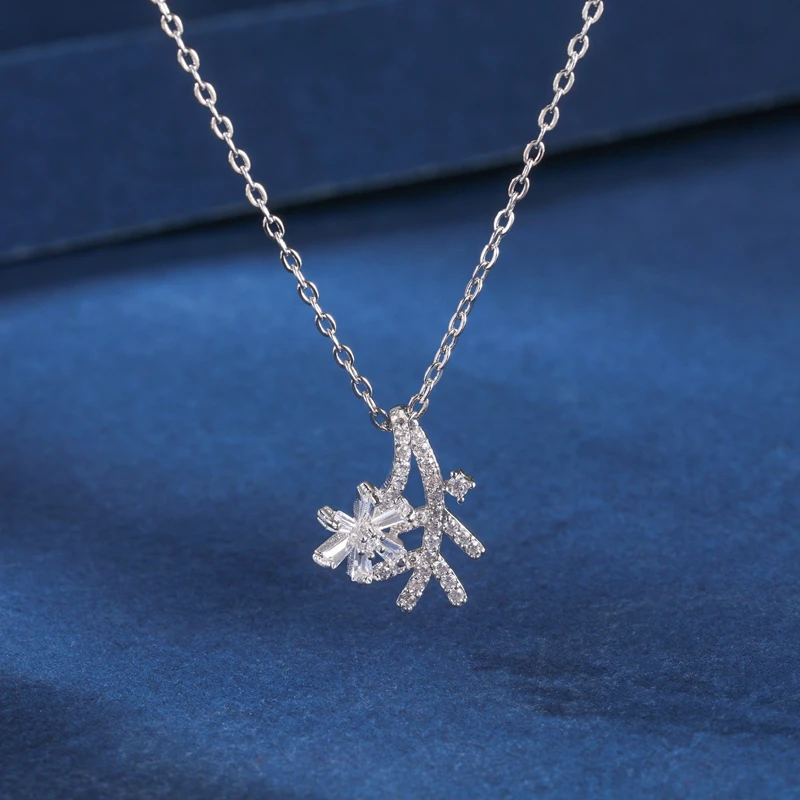 坠链均925银 康璐妮KANGLUNI花瓣项链气质时尚百搭小众简约精致