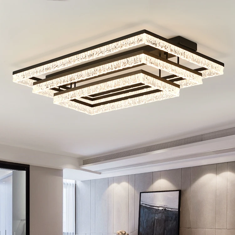 现代轻奢2025新款吸顶灯冰纹大气感餐厅客厅主灯中山灯具套餐