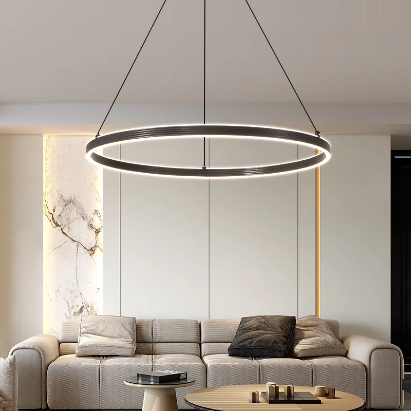 意式极简全铜客厅吊灯现代中古轻奢设计师圆环餐厅书房卧室民宿灯