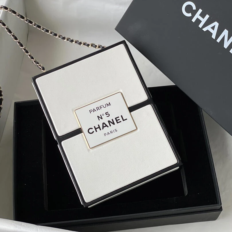 99新 Chanel/香奈儿 5号香水白色盒子包单肩包