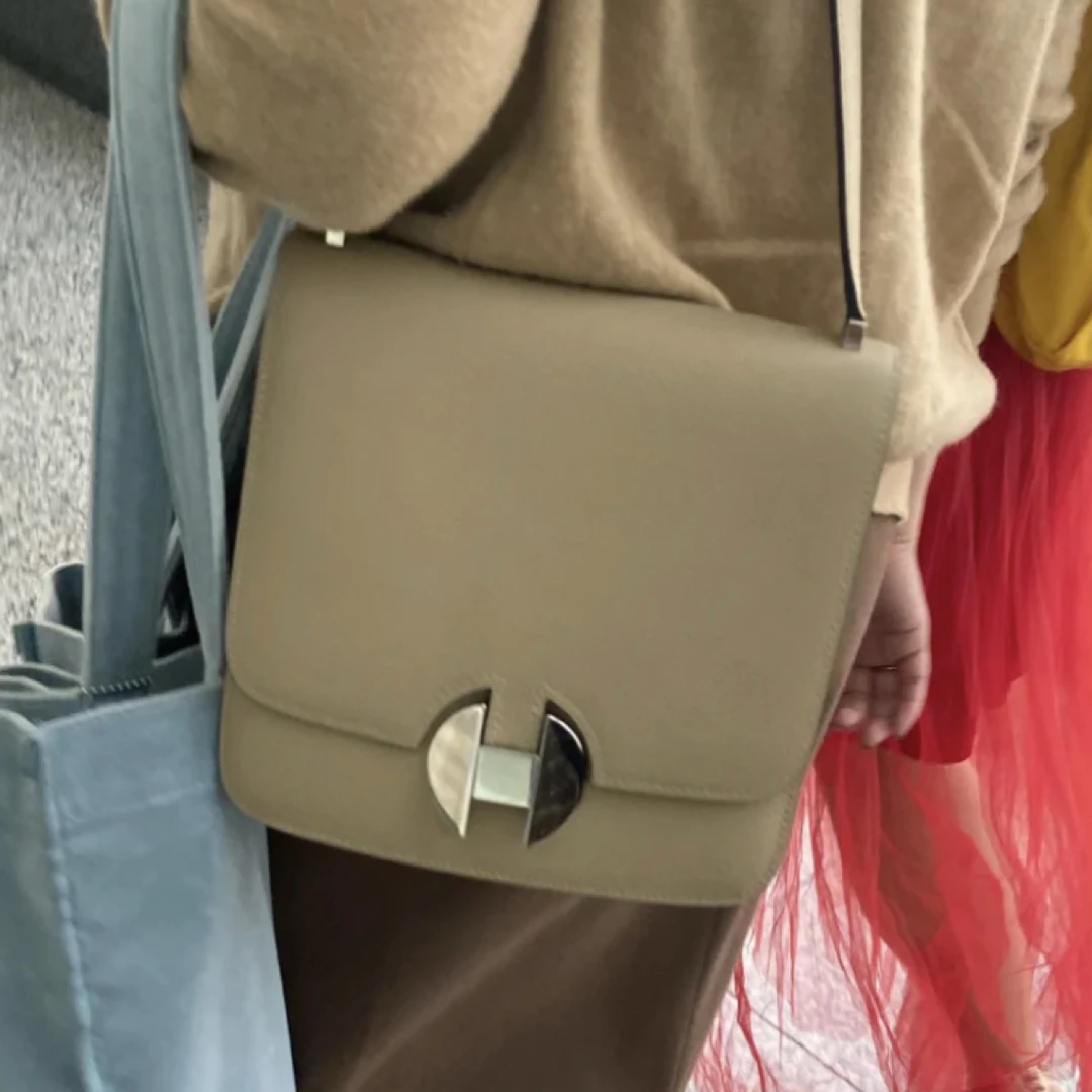 99新 Hermes/爱马仕 2002银河灰银扣D单肩包