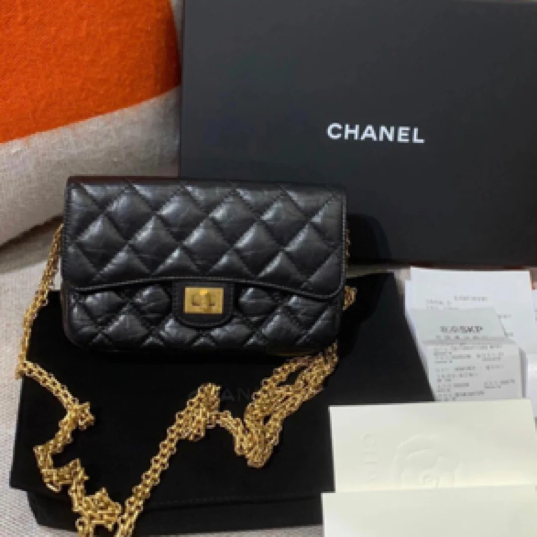 99新 Chanel/香奈儿 2.55黑金mini斜挎包