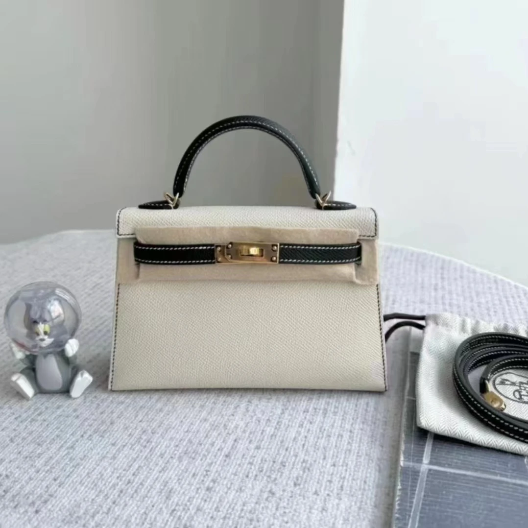 99新 Hermes/爱马仕 Kelly二代  熊猫拼色    肩包B刻白色轻奢