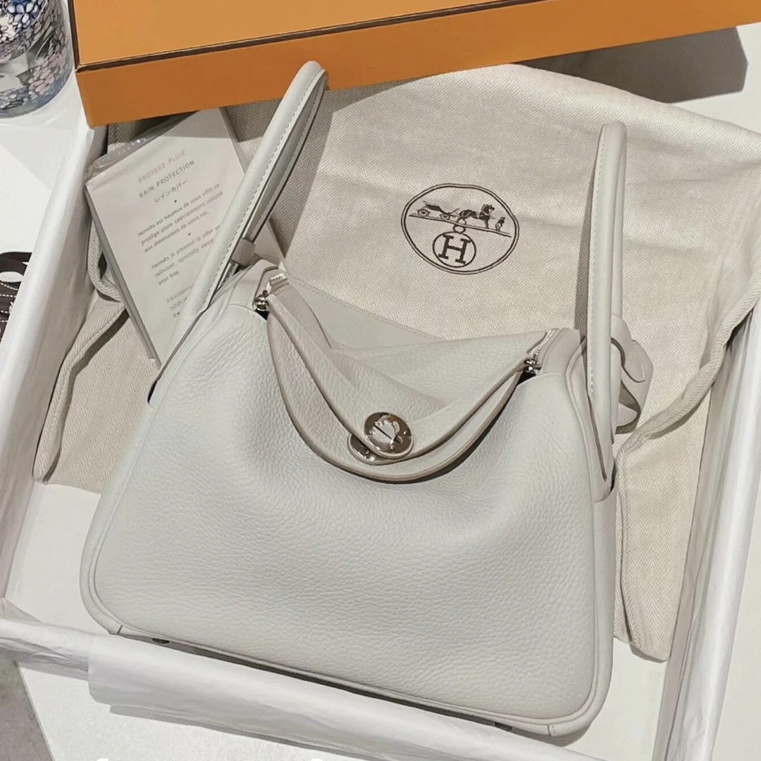 99新 Hermes/爱马仕 lindy26冰川白银扣tc皮c单肩包