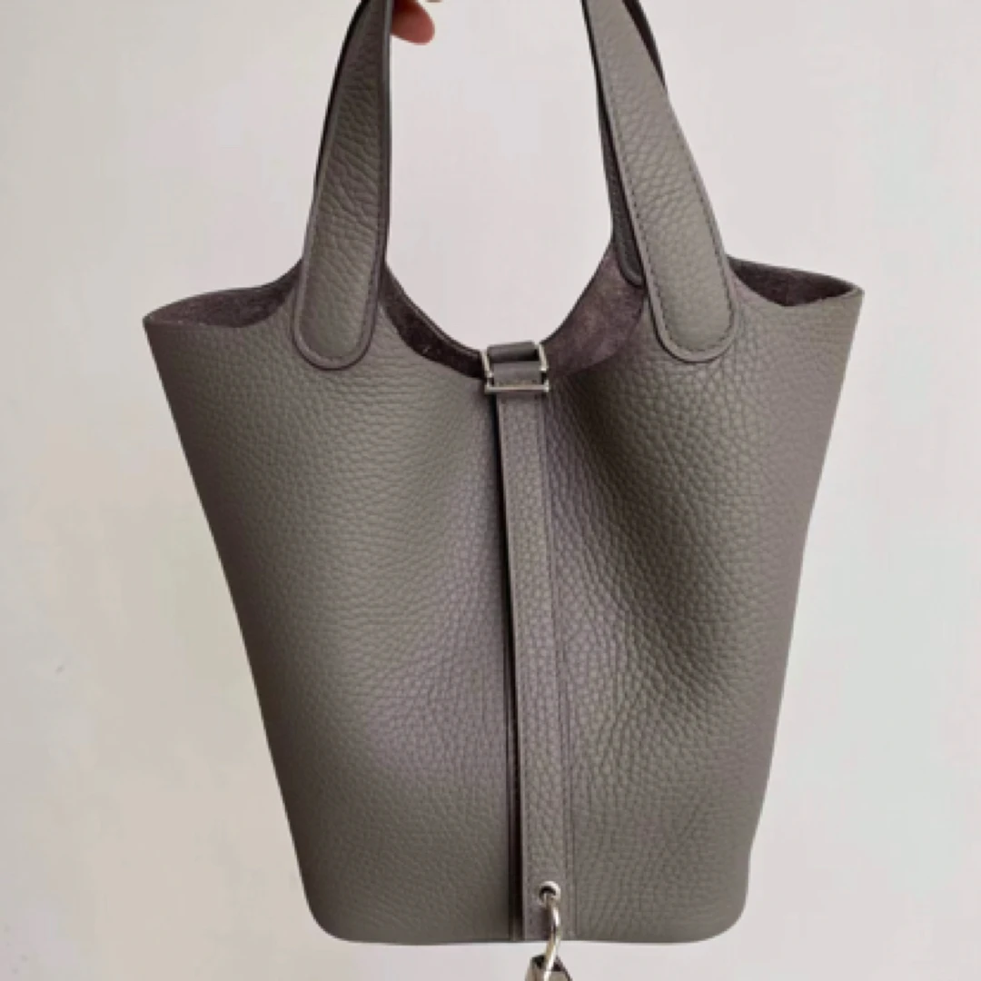99新 Hermes/爱马仕 菜篮子18锡器灰银扣x手提包