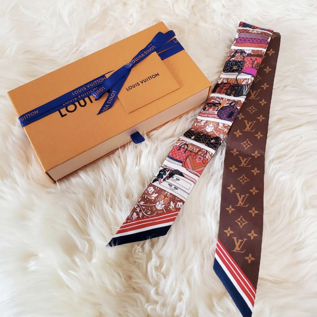 99新 LouisVuitton/路易威登 LV拼老花twilly丝巾