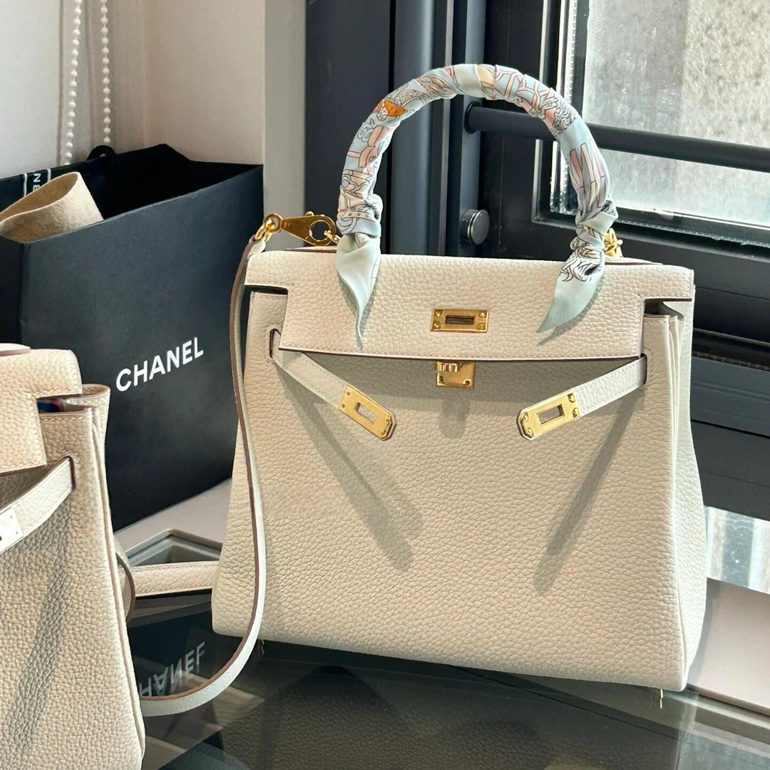 99新 Hermes/爱马仕 kelly25蘑菇白金扣U刻togo内缝手提单肩包