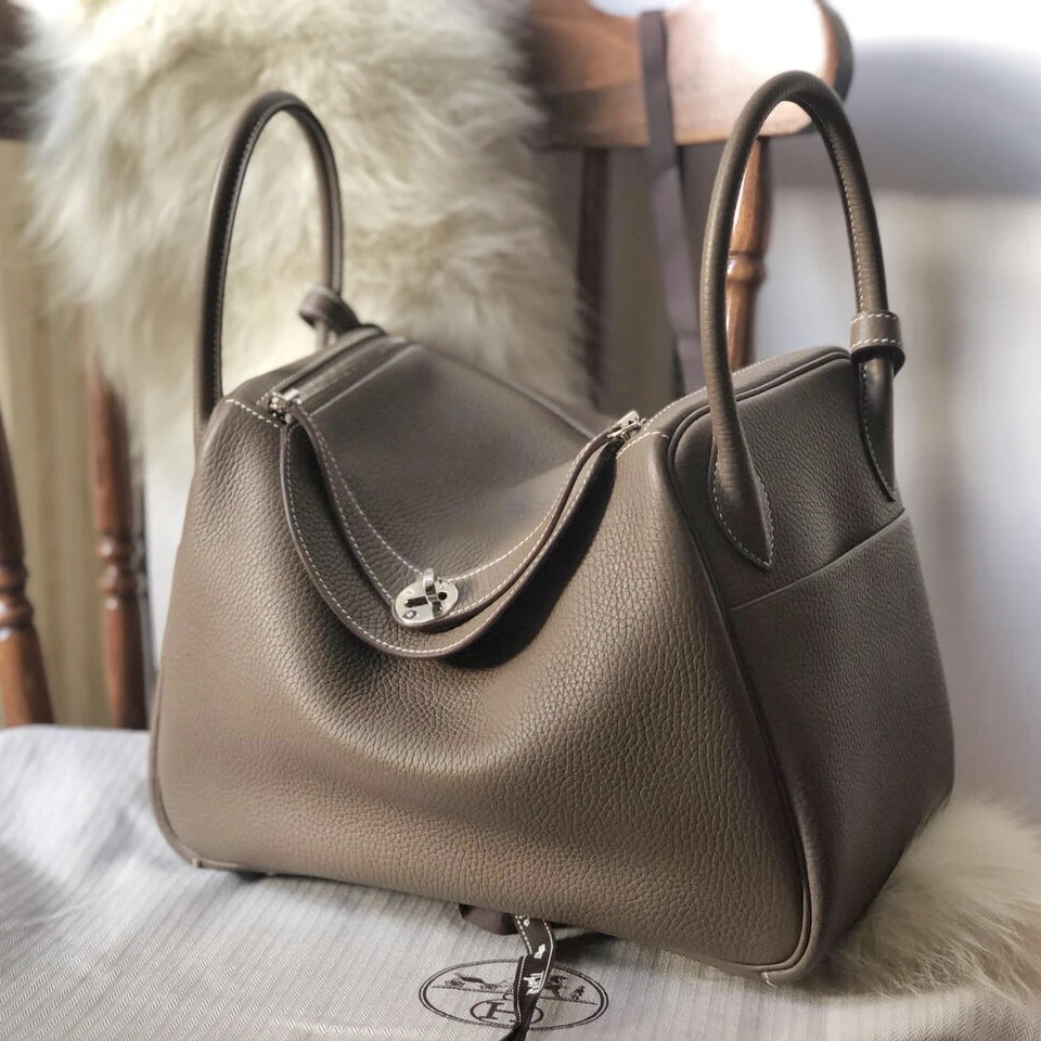 99新 Hermes/爱马仕 【老于】lindy30大象灰银扣tc皮c单肩包