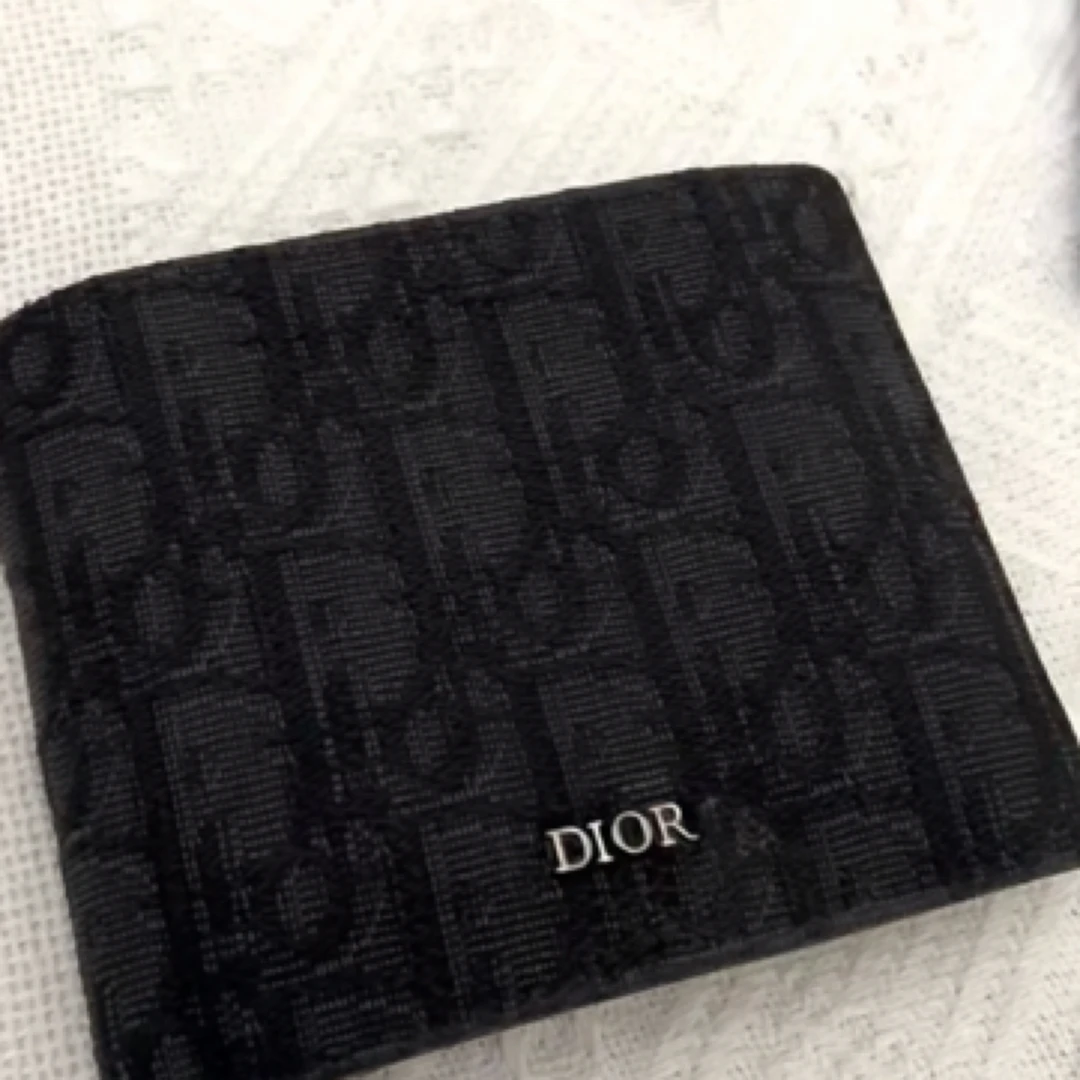 99新 DIOR/迪奥 黑老花短款钱包