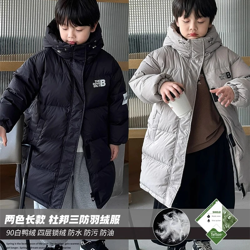 男女童韩版洋气白鸭绒羽绒服三防冬装新款儿童中长款保暖加厚外套