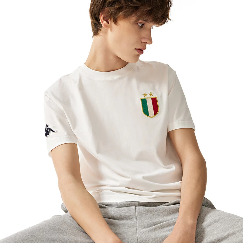 卡帕时尚kappa复古运动T恤男针织半袖休闲短袖透气圆领K0D32TD20