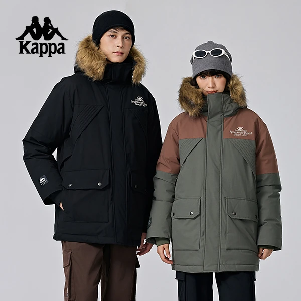 Kappa卡帕背靠背羽绒服男款2024新款冬季连帽防寒服外套上衣女款