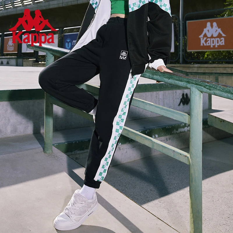 《棋盘格》Kappa卡帕潮流运动裤时尚百搭男女休闲长裤K0CZ2AK42P