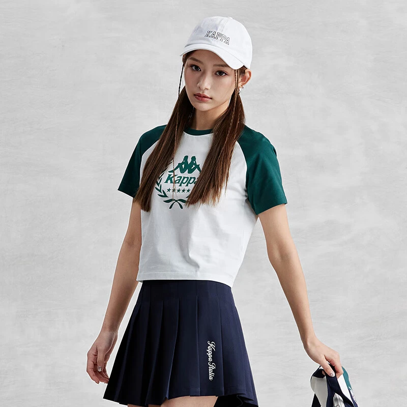 KAPPA/背靠背卡帕复古运动短袖2024新款女T恤圆领夏季K0E42TD02D
