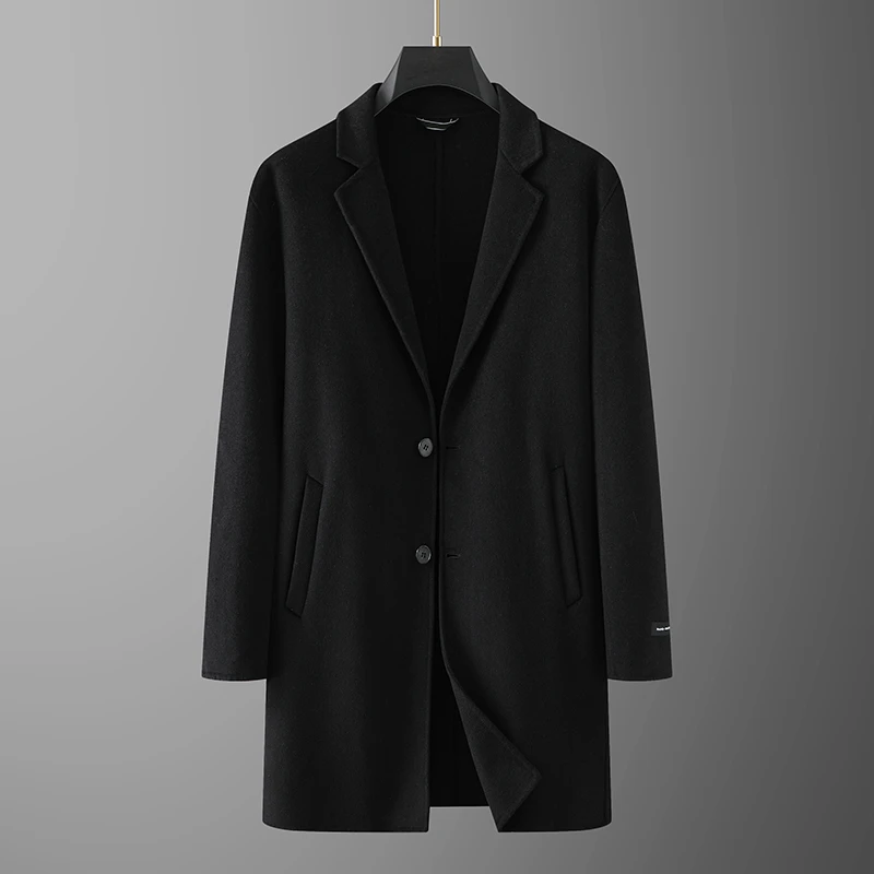 【建平轻熟潮流推荐】大码男士秋冬季新款商务休闲双面羊毛呢大衣