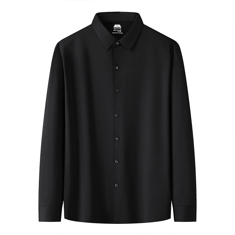【建平轻熟潮流推荐】大码男士秋冬季新款商务休闲纯色百搭长袖衬衫