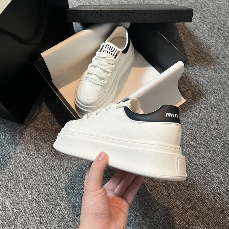 牛皮小白鞋女2024新款夏季透气软底板鞋厚底增高百搭轻便休闲鞋潮