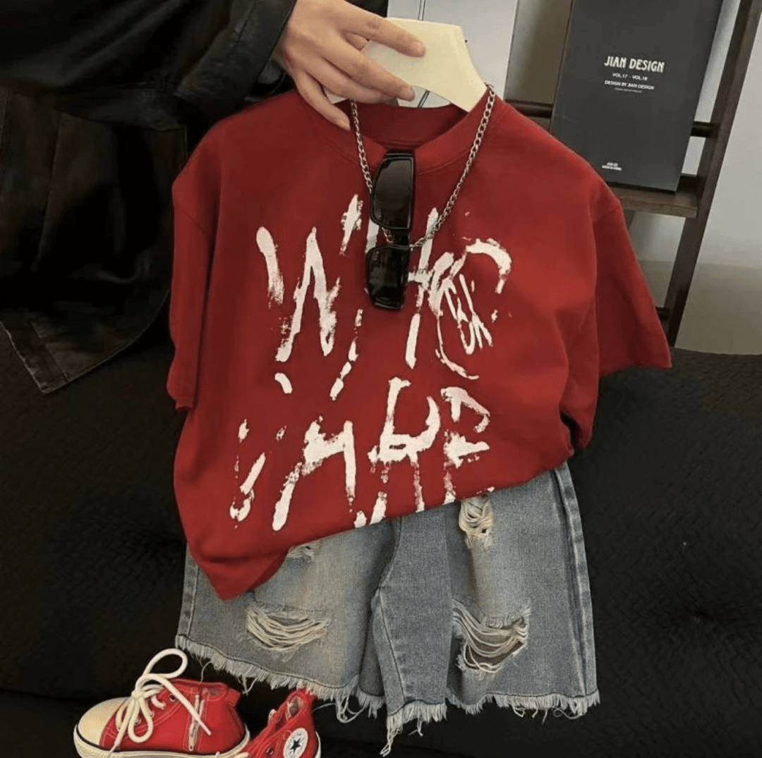 新2(T95-T143)潮牌男女童短袖T恤夏季中大童潮百搭打底上衣纯棉