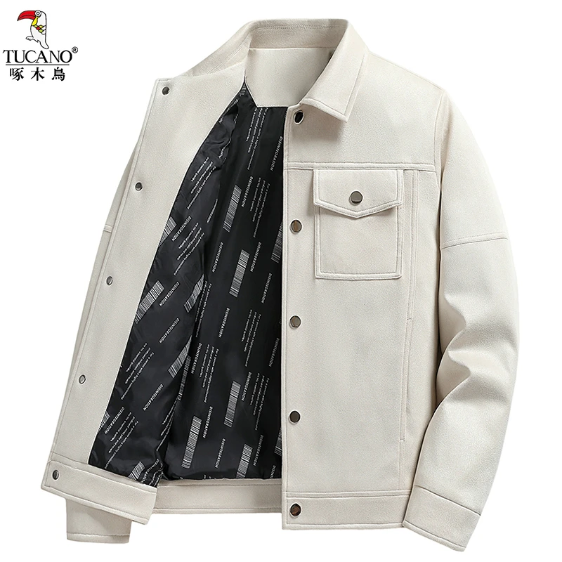 啄木鸟外套男春秋款休闲百搭高端上档次中年冬季加厚翻领男装夹克