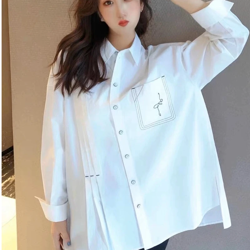 女装白色宽松休闲衬衫1300796-1561
