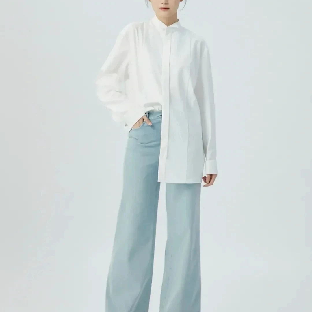 女装白色小立领衬衫 5300963-9461