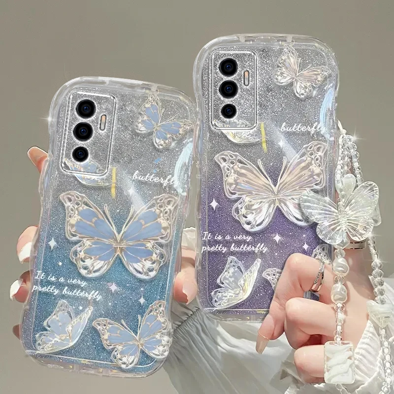 vivos10e手机壳s10pro渐变蝴蝶全包透明波浪边防摔新款女硅胶软壳