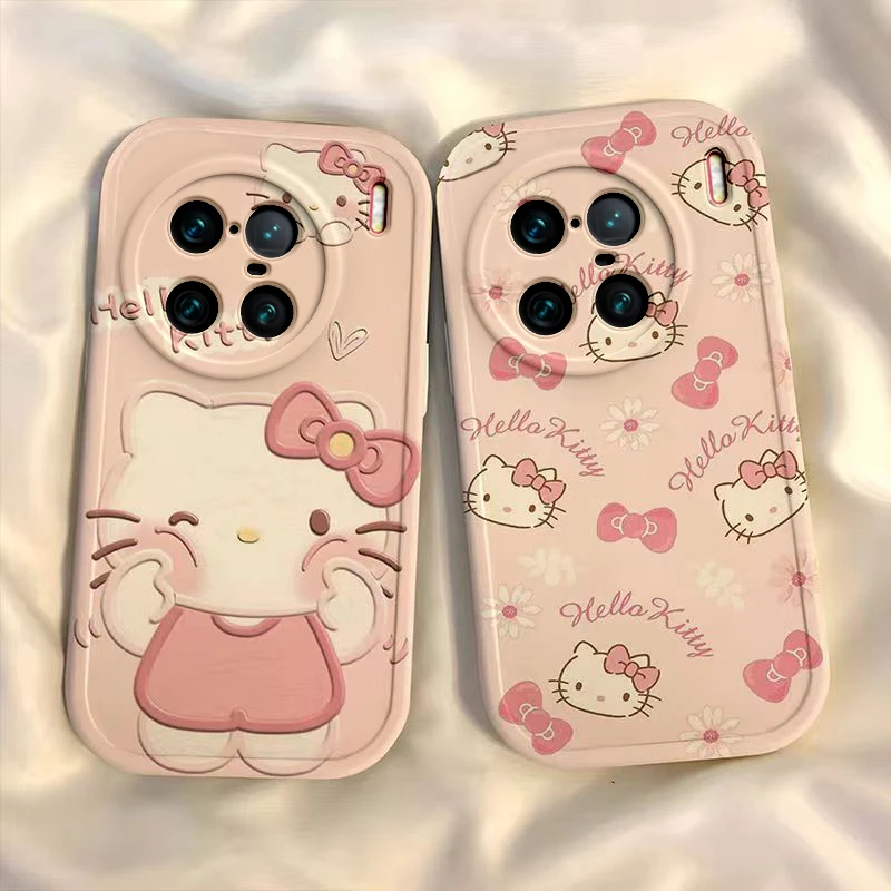 可爱kt猫vivox90pro+手机壳男女新款全包边防摔液态硅胶磨砂软壳+