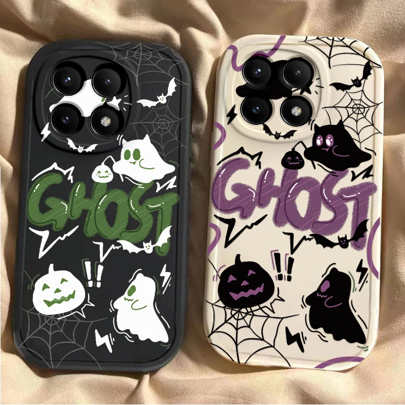 英文幽灵红米k70手机壳小米k70pro卡通男女款k70e软硅胶全包防摔