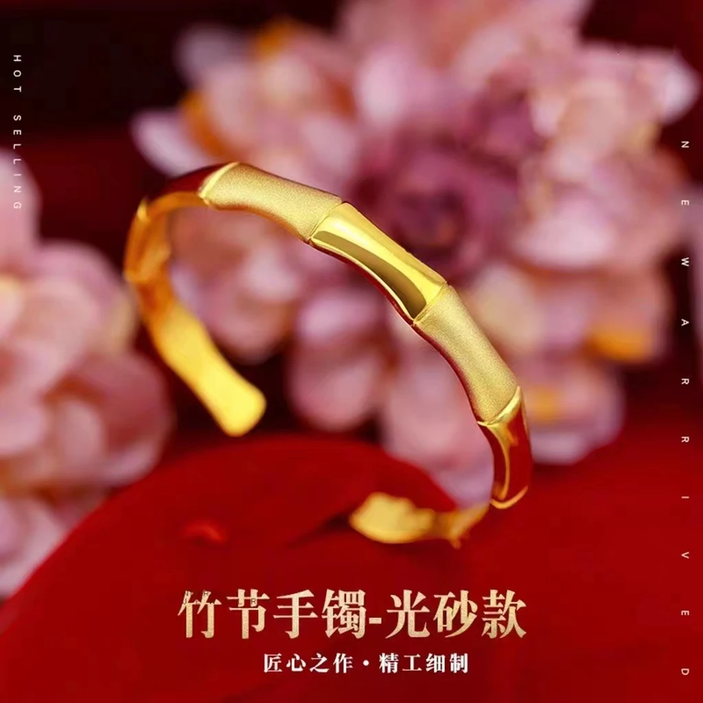 【高奢定制】民族风素款经典轻奢竹节久手镯时尚古法