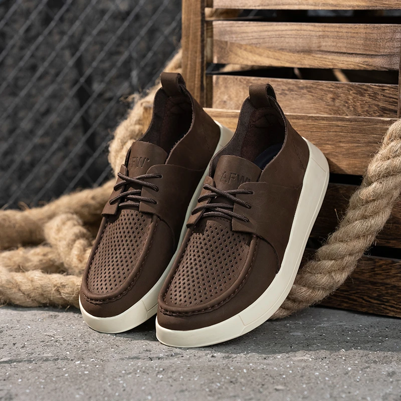 男士英伦打孔真皮系带夏季休闲皮鞋透气单鞋百搭复古男鞋6918-2