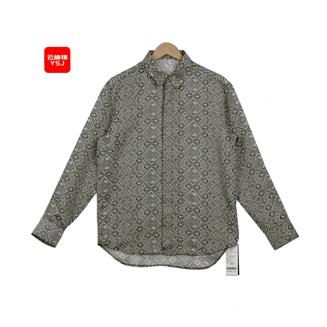 中国丝绸 YSJ 百百桑蚕丝 长袖宽松休闲壮锦衬衣88005