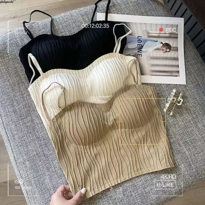 波纹美背背心内衣聚拢提胸显瘦百搭吊带打底辣妹外穿无钢圈修身