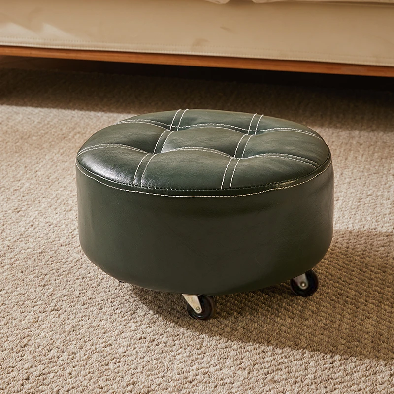 绿皮多格移动圆凳矮凳时尚轻奢家用小凳换鞋凳