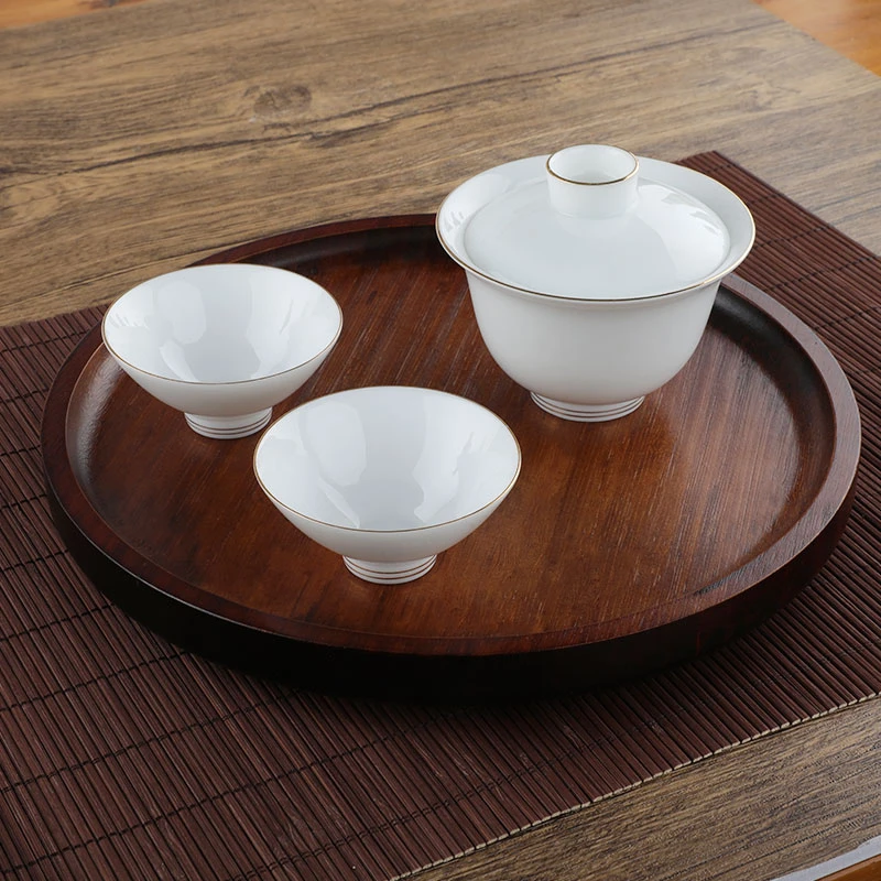 转盘胡桃木色大号单层360°可旋转茶盘零食干果盘实用圆形餐盘BOO