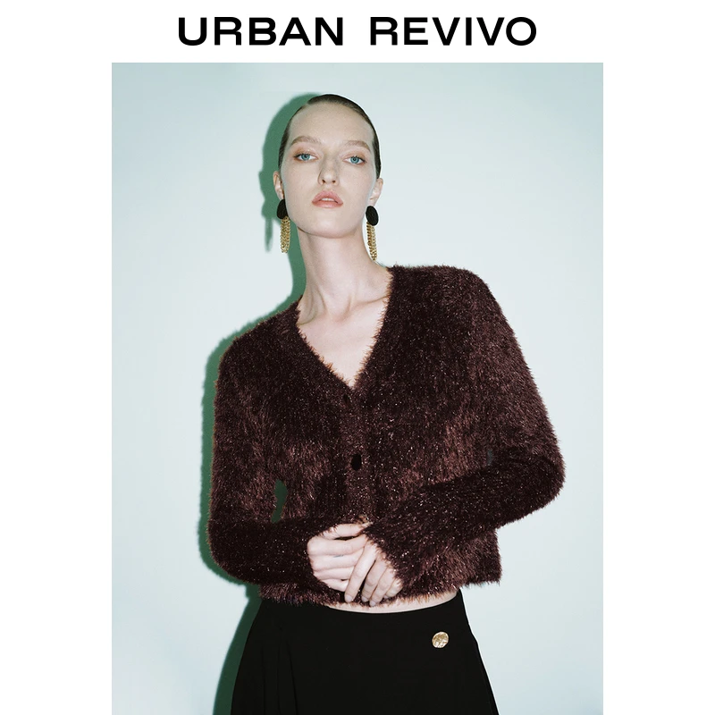 【UR魅力】UR秋冬名媛气质针织开衫女时尚慵懒感轻奢毛衫UWG930183